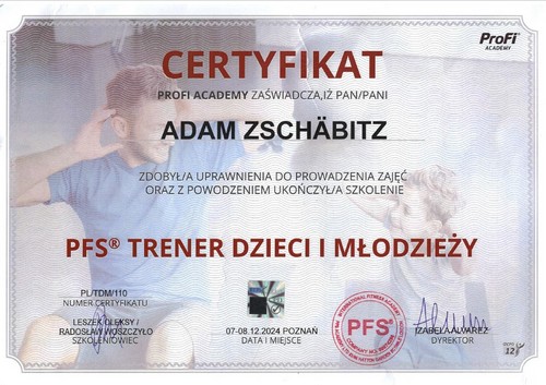 PFS Športový tréner detí a mládeže - Trénerský certifikát